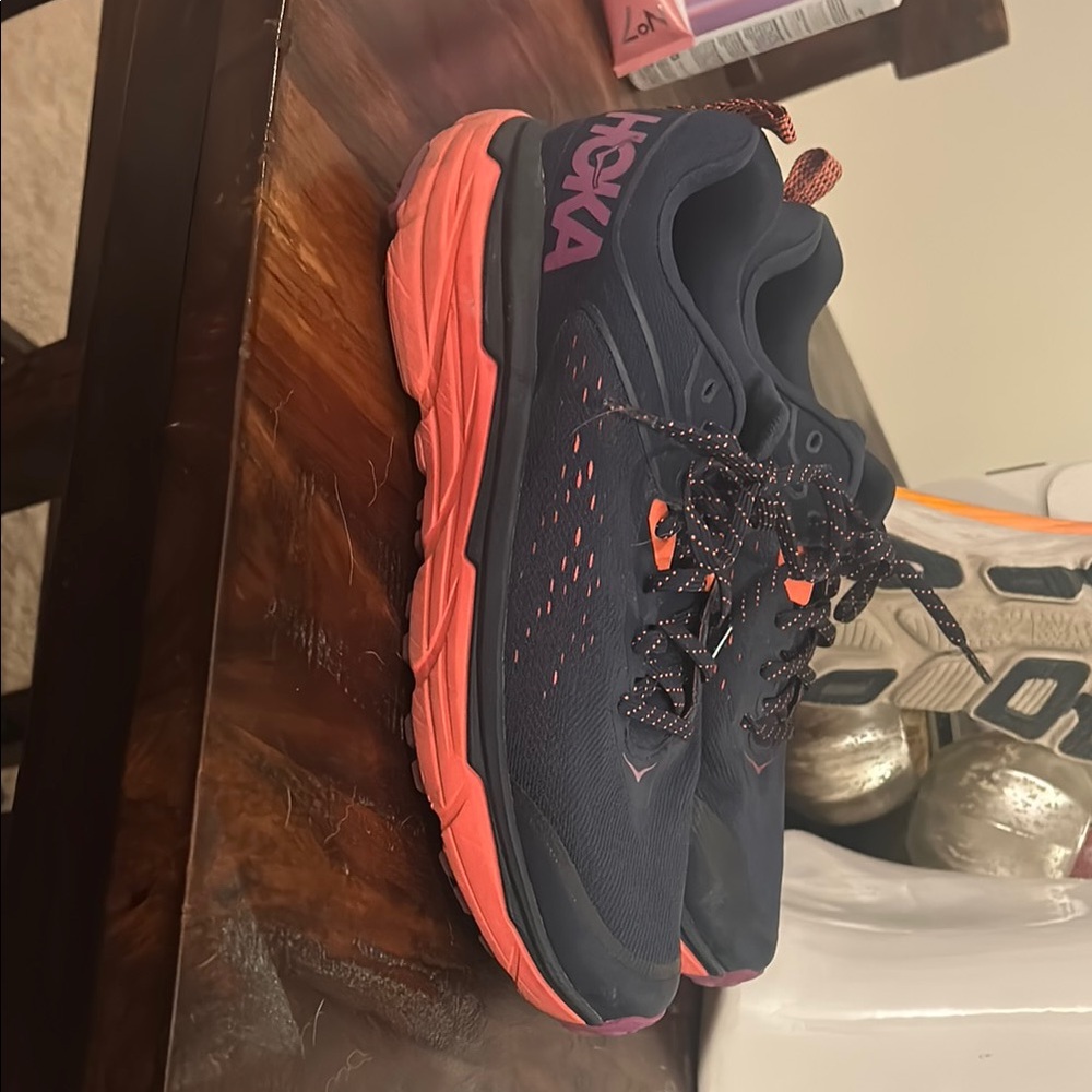 HOKA Navy and Orange Running Shoes